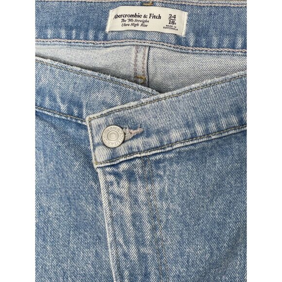 Abercrombie & Fitch 90s Straight Ultra High Rise Jeans Sz18R Crossover waist NWT - Picture 4 of 9